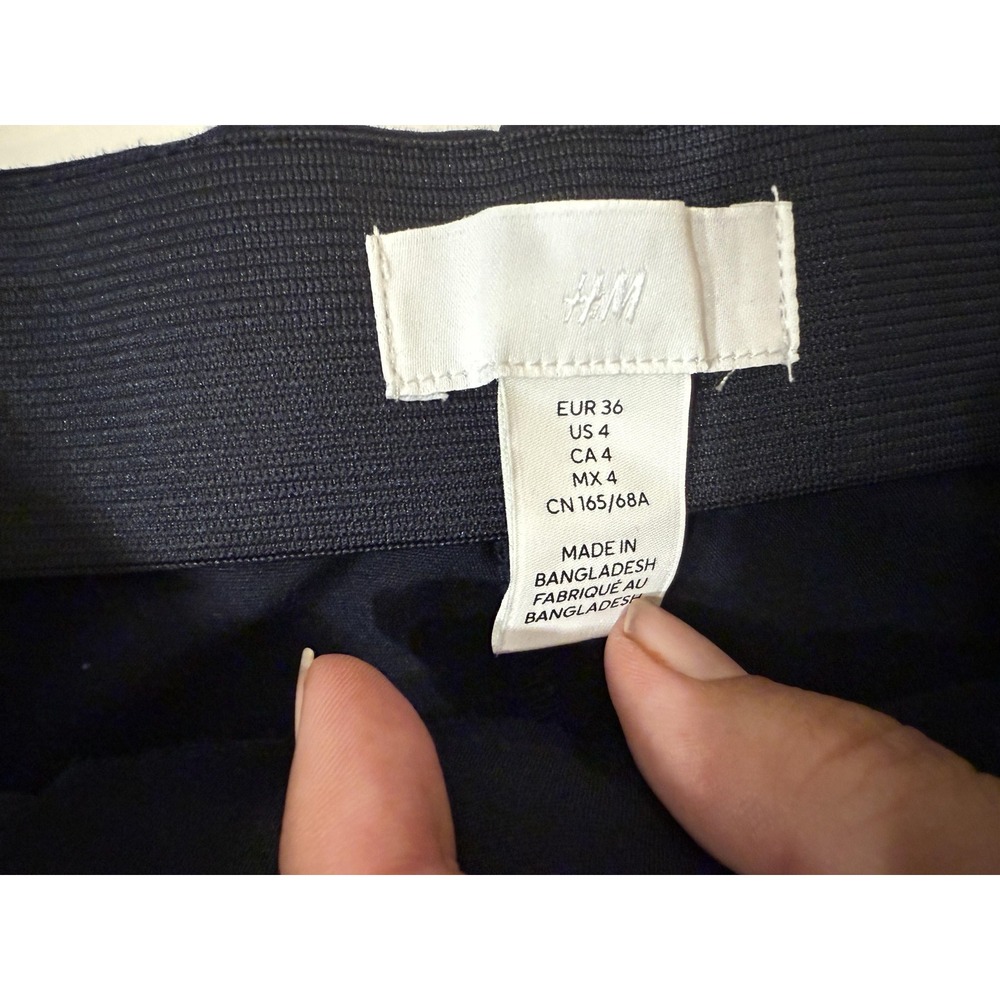 H&M Pants Womens 4 Navy Blue Tapered Ankle Cuffed Dress Suit Slacks Back‎ Welt - Picture 3 of 8